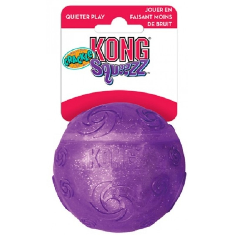 KONG игрушка для собак Squezz Crackle хрустящий мячик большой 7 см, цвета в ассортименте