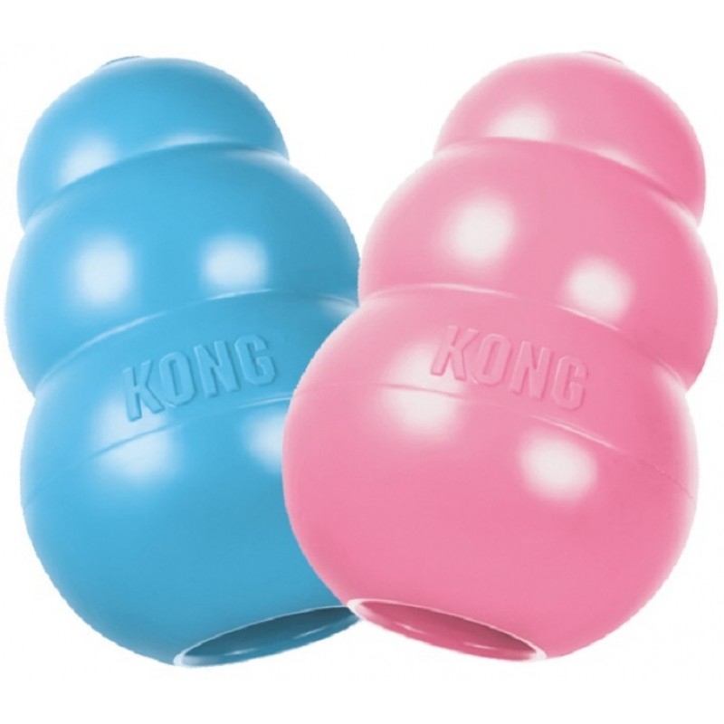KONG Puppy игрушка для щенков мелких пород (весом до 9 кг) классик S 7x4 см маленькая цвета в ассортименте: розовый, голубой