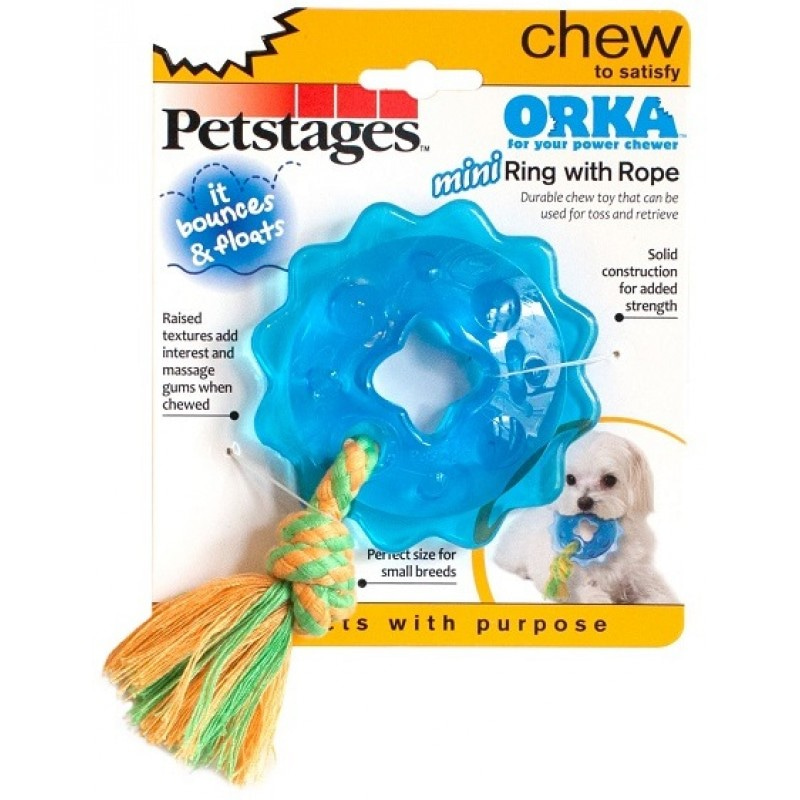 Petstages игрушка для собак Mini ОРКА кольцо с канатом диаметр 8 см маленькая