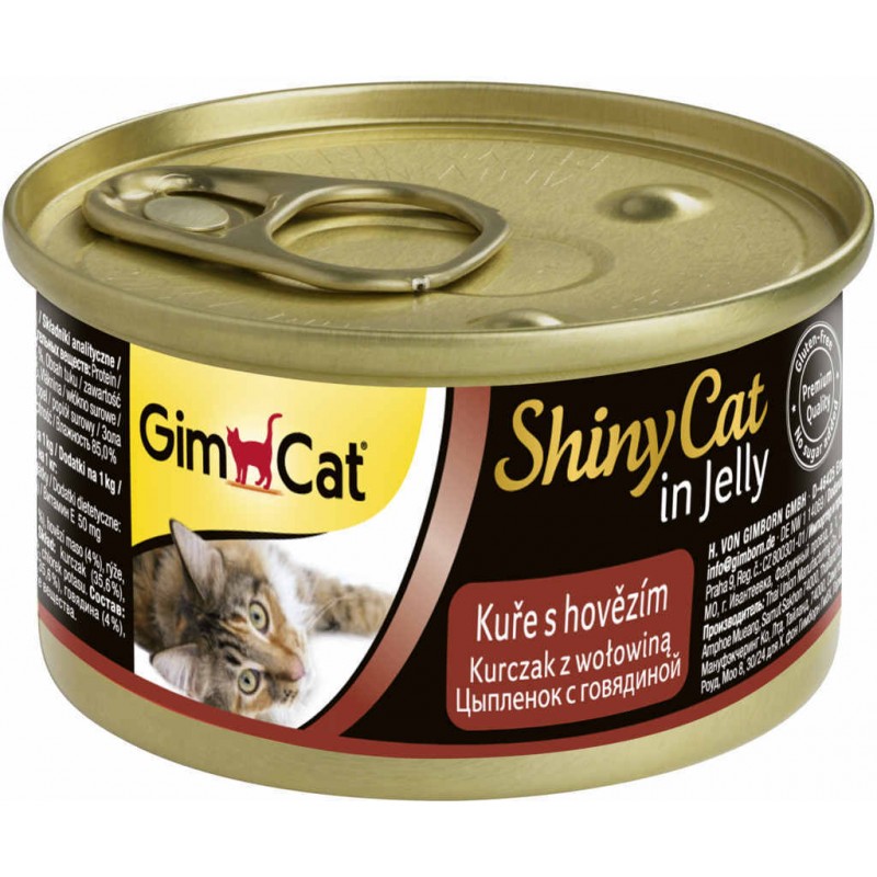 GimCat ShinyCat in Jelly консервы для кошек из цыпленка с говядиной 70 г