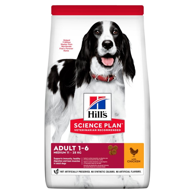 Сухой корм Hill's Science Plan для взрослых собак средних пород для поддержания иммунитета, с курицей 800 гр