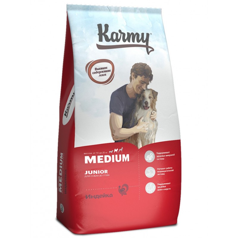 Купить Karmy Medium Junior сухой корм для щенков средних пород с индейкой - 14 кг Karmy в Калиниграде с доставкой (фото)