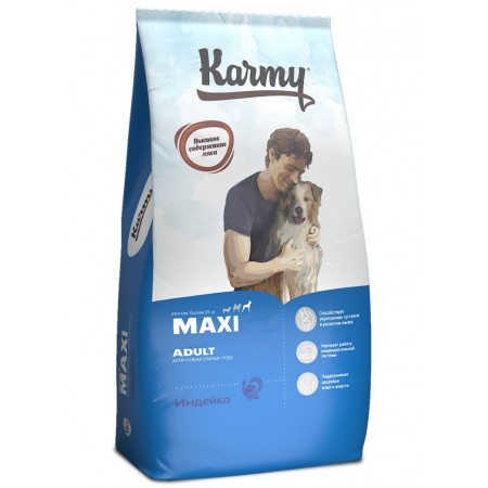 Karmy Maxi Adult сухой корм для взрослых собак крупных пород старше 1 года с индейкой - 14 кг
