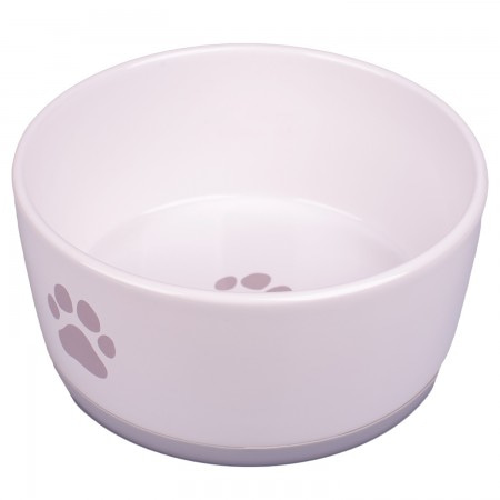 КерамикАрт миска керамическая для собак 1100 мл белая с серой лапкой