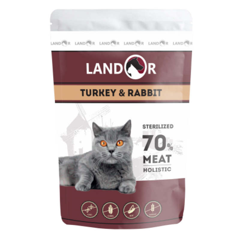 Влажный корм (консервы) Landor Turkey And Rabbit для стерилизованных взрослых кошек индейка с кроликом 85 гр