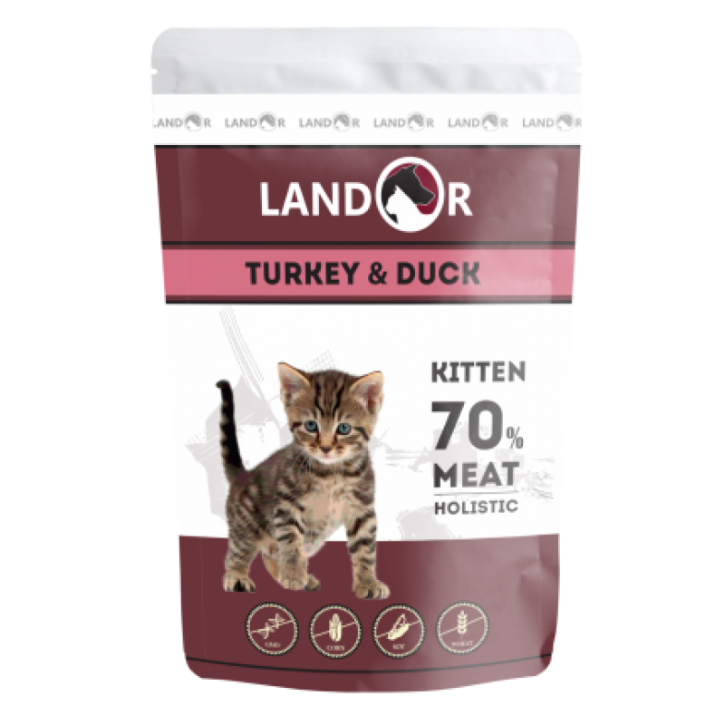 Влажный корм (консервы) Landor Turkey And Duck для котят индейка с уткой 85 гр