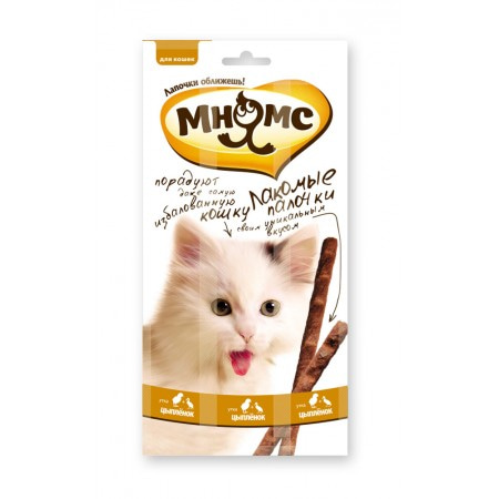 Мнямс - Лакомые палочки для кошек Цыпленок, утка (3х5 гр)