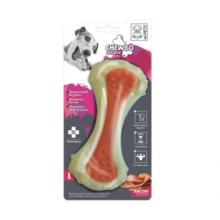 M-PETS Игрушка для собак Кость, вкус бекона, нейлон, размер L, 20,2 см