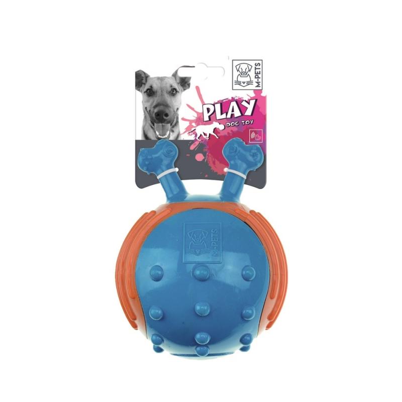 Купить M-PETS Игрушка мяч с рожками для собак, 17 см, цвет синий/оранжевый M-Pets в Калиниграде с доставкой (фото)