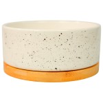 Купить Миска Mr.Kranch Bamboo WOOF керамическая белая на бамбуковой подставке 860 мл Mr.Kranch в Калиниграде с доставкой (фото 1)