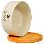 Купить Миска Mr.Kranch Bamboo WOOF керамическая белая на бамбуковой подставке 860 мл Mr.Kranch в Калиниграде с доставкой (фото 3)