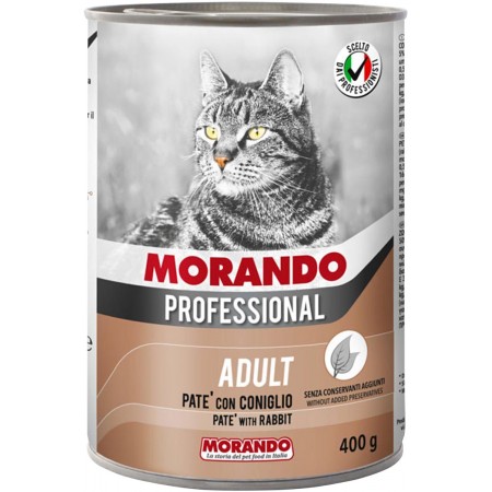 Влажный корм MORANDO PROFESSIONAL для взрослых кошек паштет с кроликом 400 гр