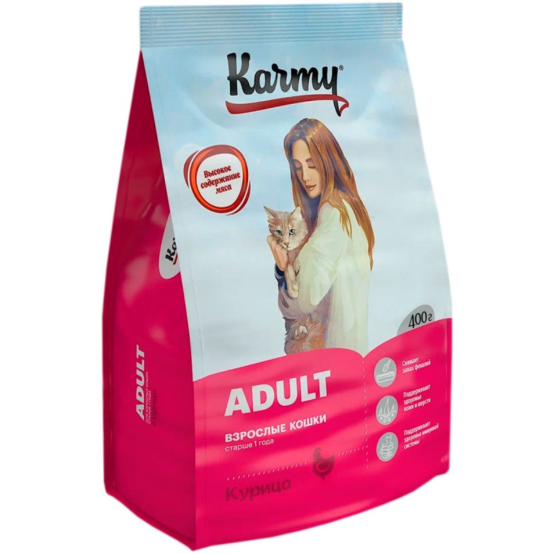 Купить Сухой корм KARMY ADULT CAT для взрослых кошек с курицей 0,4 кг Karmy в Калиниграде с доставкой (фото)