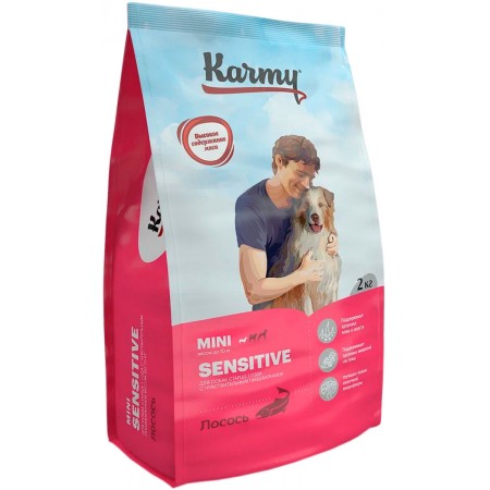 Сухой корм KARMY SENSITIVE MINI для взрослых собак маленьких пород с чувствительным пищеварением с лососем (2 кг)