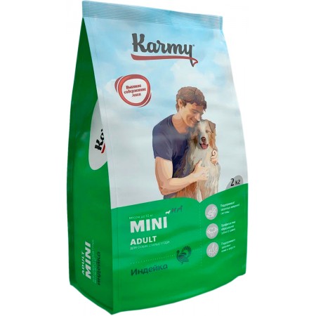Сухой корм KARMY MINI ADULT для взрослых собак маленьких пород с индейкой (2 кг)