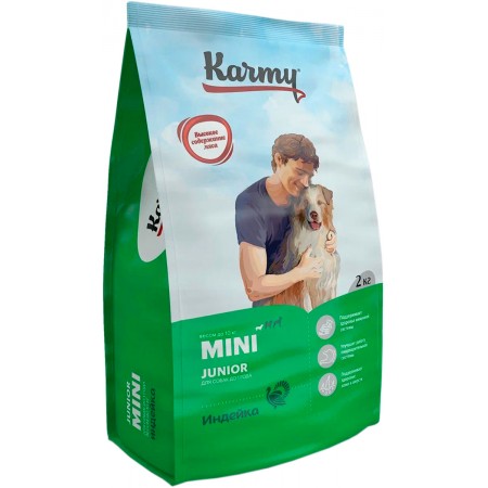 Сухой корм KARMY MINI JUNIOR для щенков маленьких пород с индейкой (2 кг)