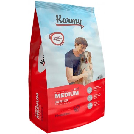 Сухой корм KARMY MEDIUM JUNIOR для щенков средних пород с индейкой (2 кг)