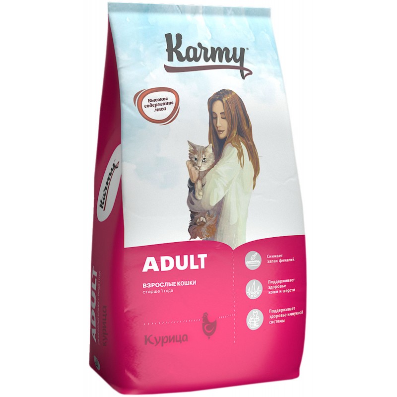 Купить Сухой корм KARMY ADULT CAT для взрослых кошек с курицей 10 кг Karmy в Калиниграде с доставкой (фото)