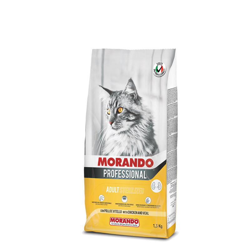 Купить Morando Professional Gatto сухой корм для взрослых стерилизованных кошек с курицей и телятиной - 1,5 кг Morando professional в Калиниграде с доставкой (фото)