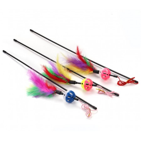 Удочка-дразнилка Чистый Котик Погремушка с пером, для кошек, 50см