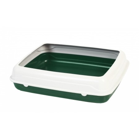 Лоток для кошачьего туалета с ободом Чистый котик, 47х39х15, зеленый