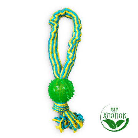 Чистый Котик Верёвочная игрушка с мячом для домашних животных, 32 см