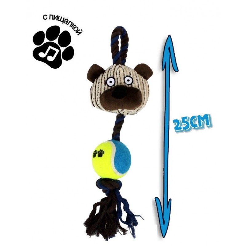 Купить Верёвочная игрушка с мячом для собак Чистый Котик 25 см, синий Чистый котик в Калиниграде с доставкой (фото)