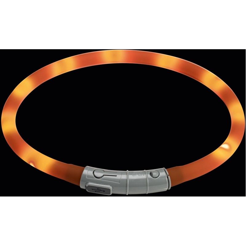 Hunter cветящийся светодиодный силиконовый ошейник шнурок на шею LED Yukon 20-70 см оранжевый