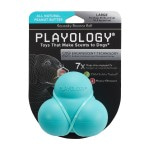 Купить Playology хрустящий жевательный тройной мяч SQUEAKY BOUNCE BALL с пищалкой и с ароматом арахиса, голубой Playology в Калиниграде с доставкой (фото 1)