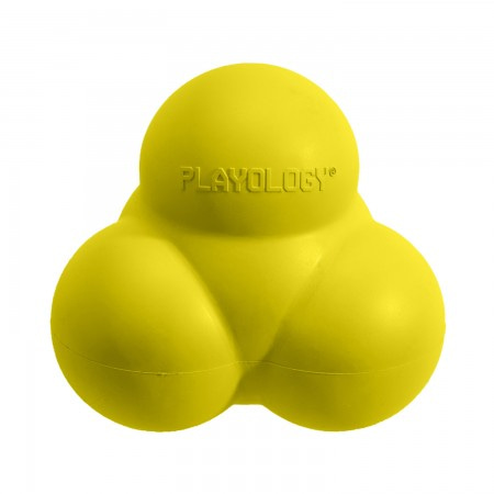 Playology хрустящий жевательный тройной мяч SQUEAKY BOUNCE BALL с пищалкой и с ароматом курицы, желтый