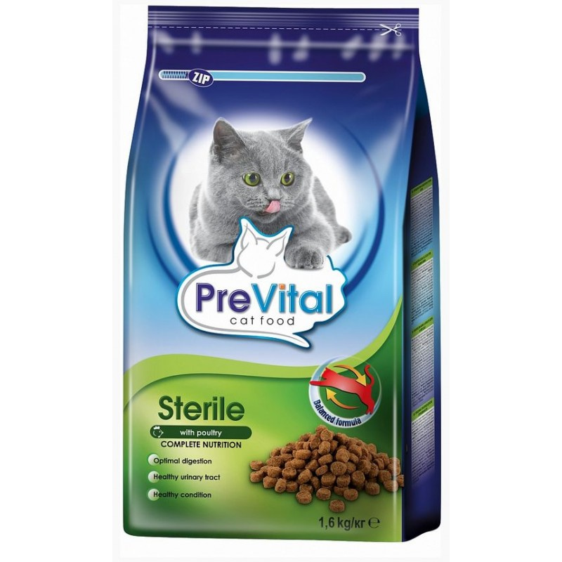 PreVital корм для стерилизованных кошек с птицей 350 гр