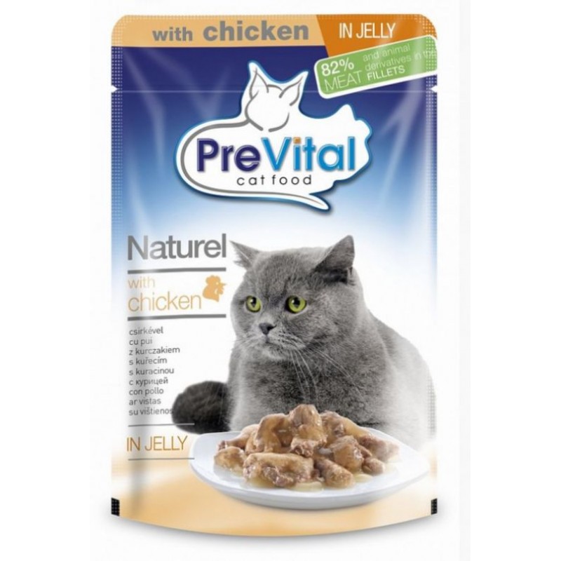 PreVital консервы для кошек кусочки в желе с курицей 85 гр