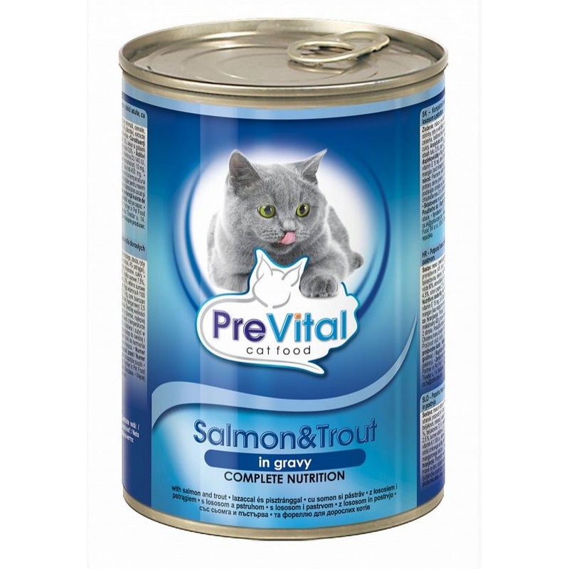 PreVital консервы для кошек в желе с лососем и форелью 415 гр