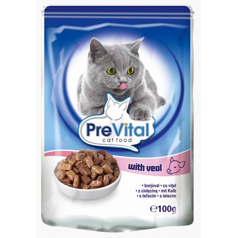 PreVital консервы для кошек в соусе с телятиной 100 гр