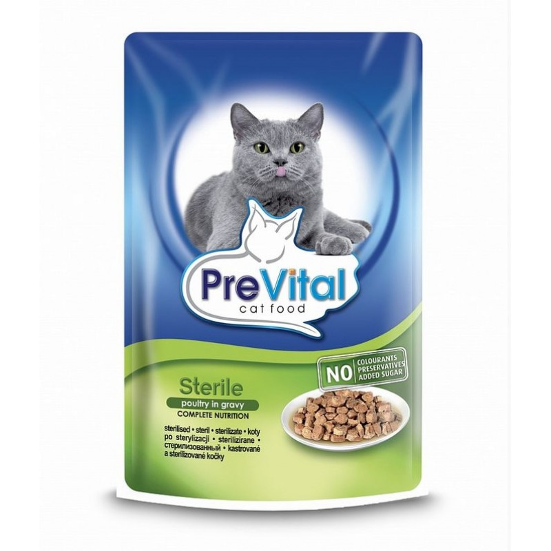 PreVital консервы для стерилизованных кошек в соусе с птицей 100 гр