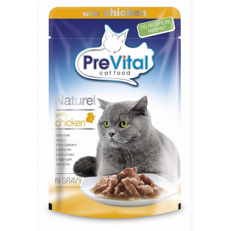 PreVital консервы для кошек кусочки в соусе с курицей 85 гр