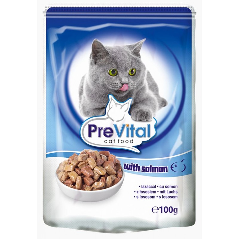 PreVital консервы для кошек в соусе с лососем 100 гр