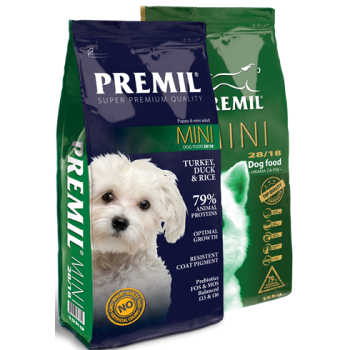 Корм на развес Premil Mini для щенков и молодых собак малых и средних пород с уткой и индейкой, 500 гр