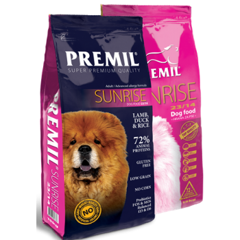 Premil Sunrise гипоаллергенный корм для собак диетическое мясо ягненка и утки 1 кг