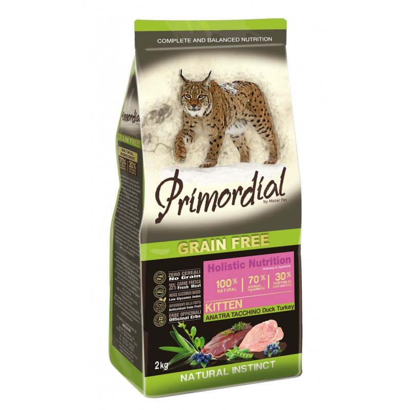 Купить Беззерновой корм для котят Primordial (32/20) с индейкой и уткой 400 гр Primordial в Калиниграде с доставкой (фото)