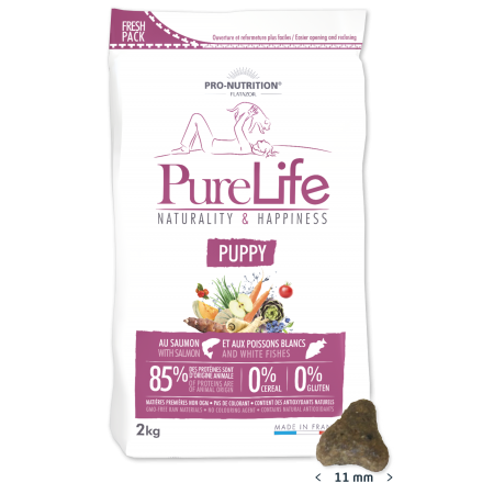Беззерновой гипоалергенный корм для щенков Pro-Nutrition Flatazor PURE LIFE Puppy с лососем и белой рыбой, 2 кг