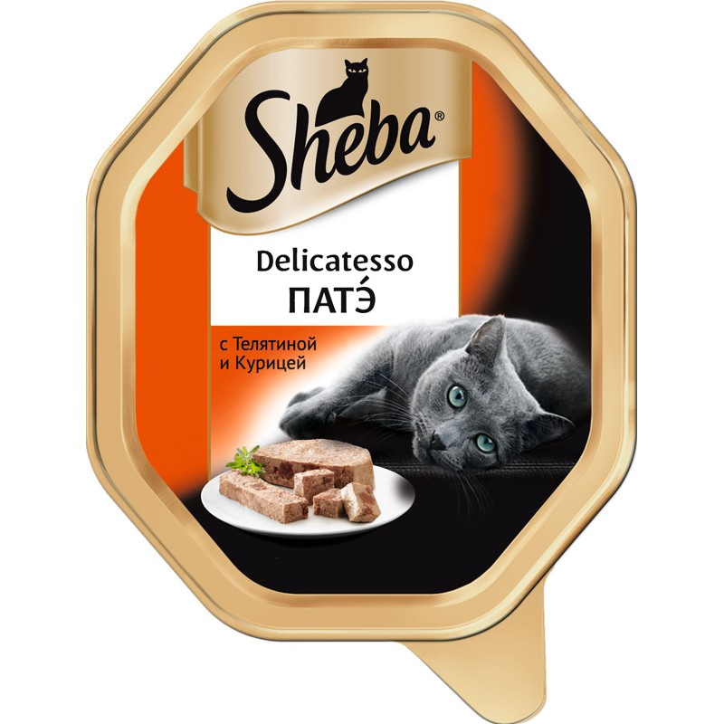 Sheba Delicatesso консервы для кошек, патэ с телятиной и курицей