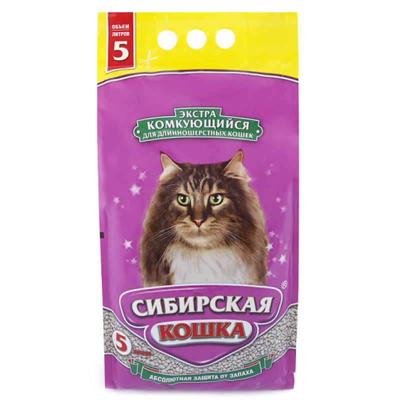 Купить Комкующийся наполнитель «Экстра для длинношерстных кошек» 5л Сибирская кошка в Калиниграде с доставкой (фото)