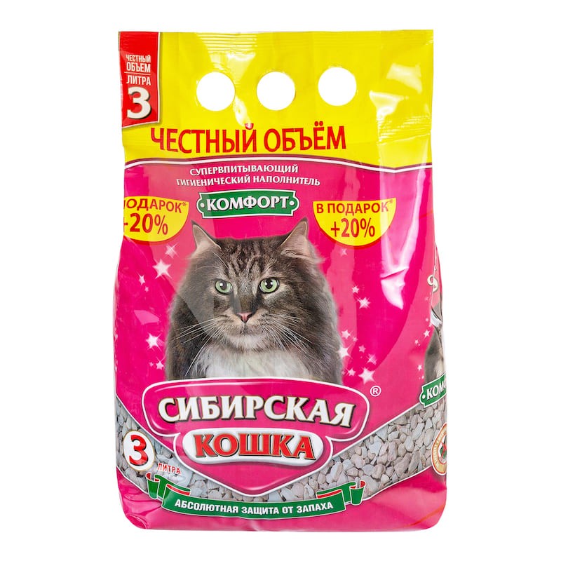 Купить Супервпитывающий наполнитель «Комфорт» 3л Сибирская кошка в Калиниграде с доставкой (фото)