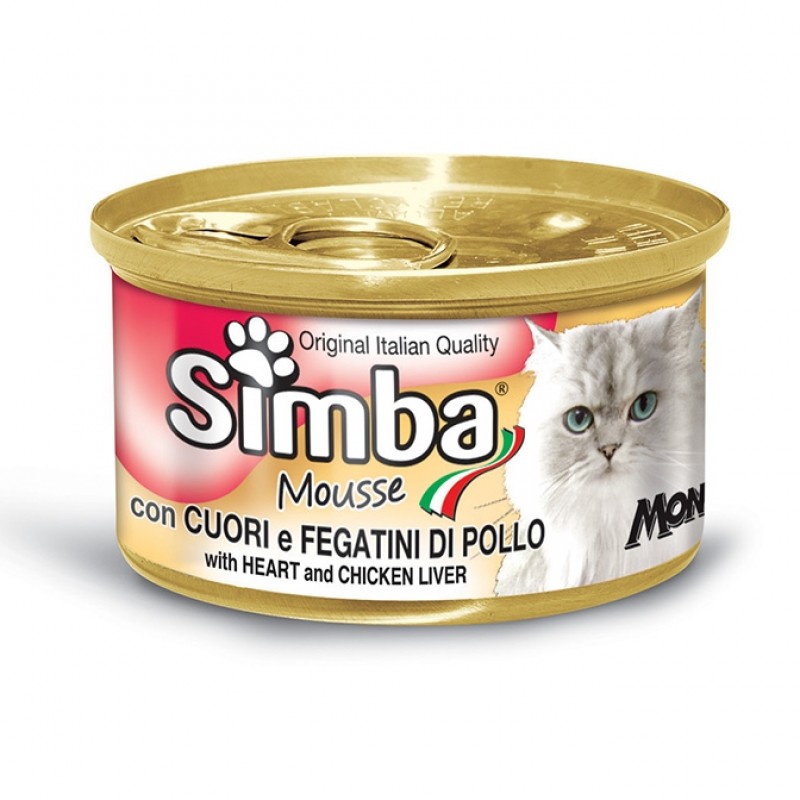 Влажный корм (консервы) Monge Simba Cat Mousse мусс для кошек сердце/куриная печень 85 гр