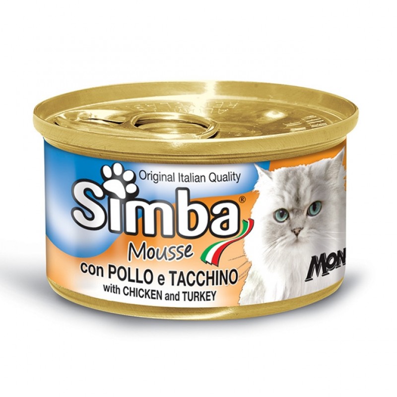 Влажный корм (консервы) Monge Simba Cat Mousse мусс для кошек цыпленок/индейка 85 гр