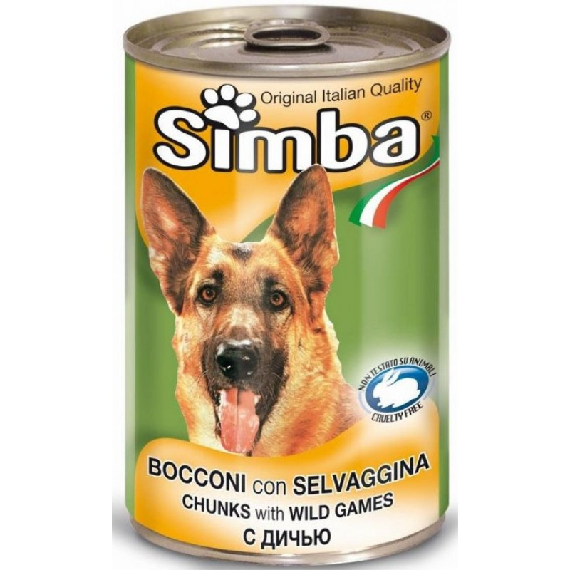 Влажный корм (консервы) Monge Simba Dog для собак кусочки дичи 1,2 кг