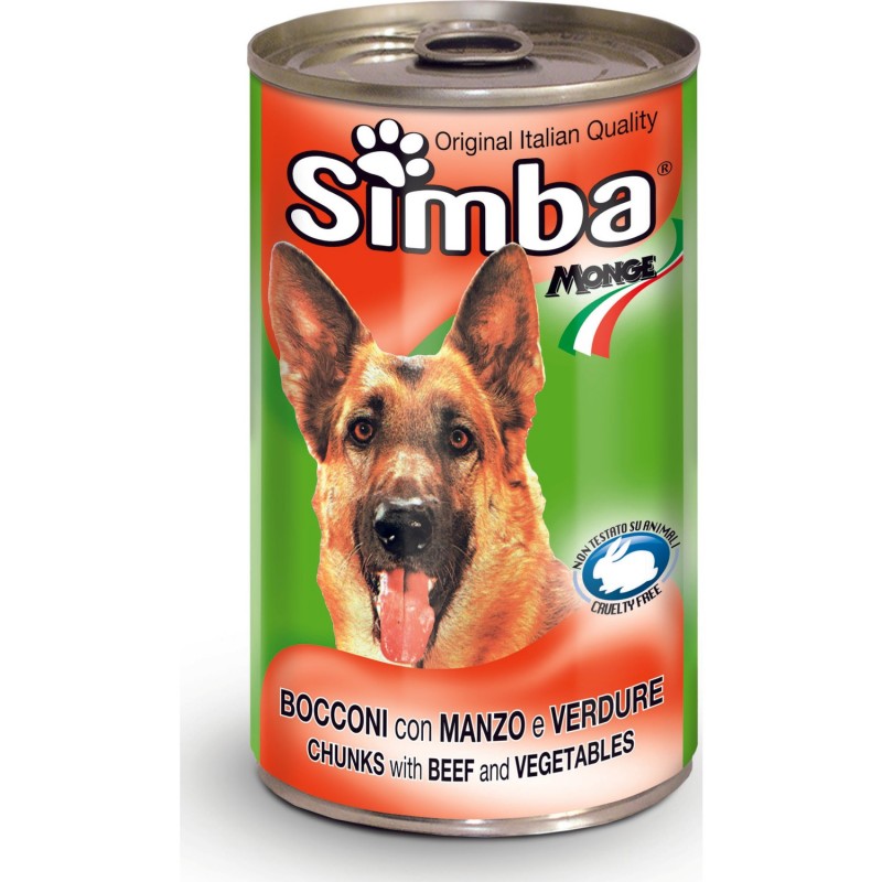 Влажный корм (консервы) Monge Simba Dog для собак кусочки говядина с овощами 1,2 кг