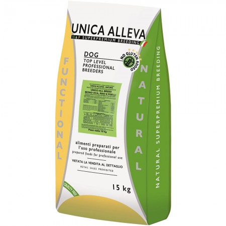 Unica Alleva Natura монобелковый супер-премиум корм для средних и крупных собак с гусем, рисом и горохом, 15 кг