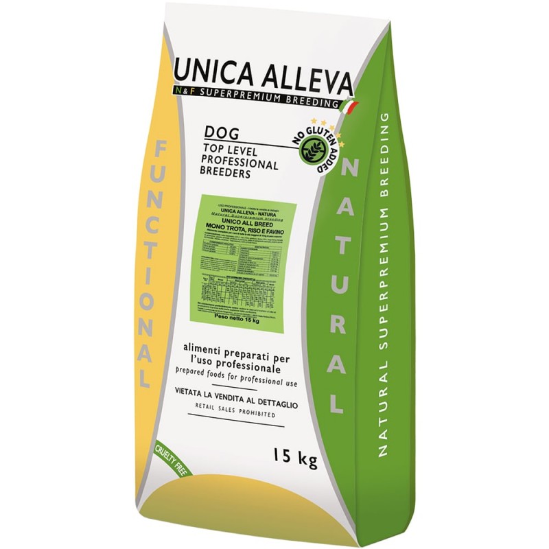 Купить Unica Alleva Natura монобелковый супер-премиум корм для средних и крупных собак с форелью, рисом и бобами, 15 кг Unica Alleva в Калиниграде с доставкой (фото)